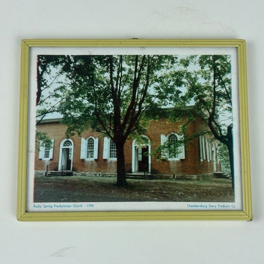 1967 Chambersburg Dairy Co Framed Ad‎ & Calendar Photo Rocky Spring Church